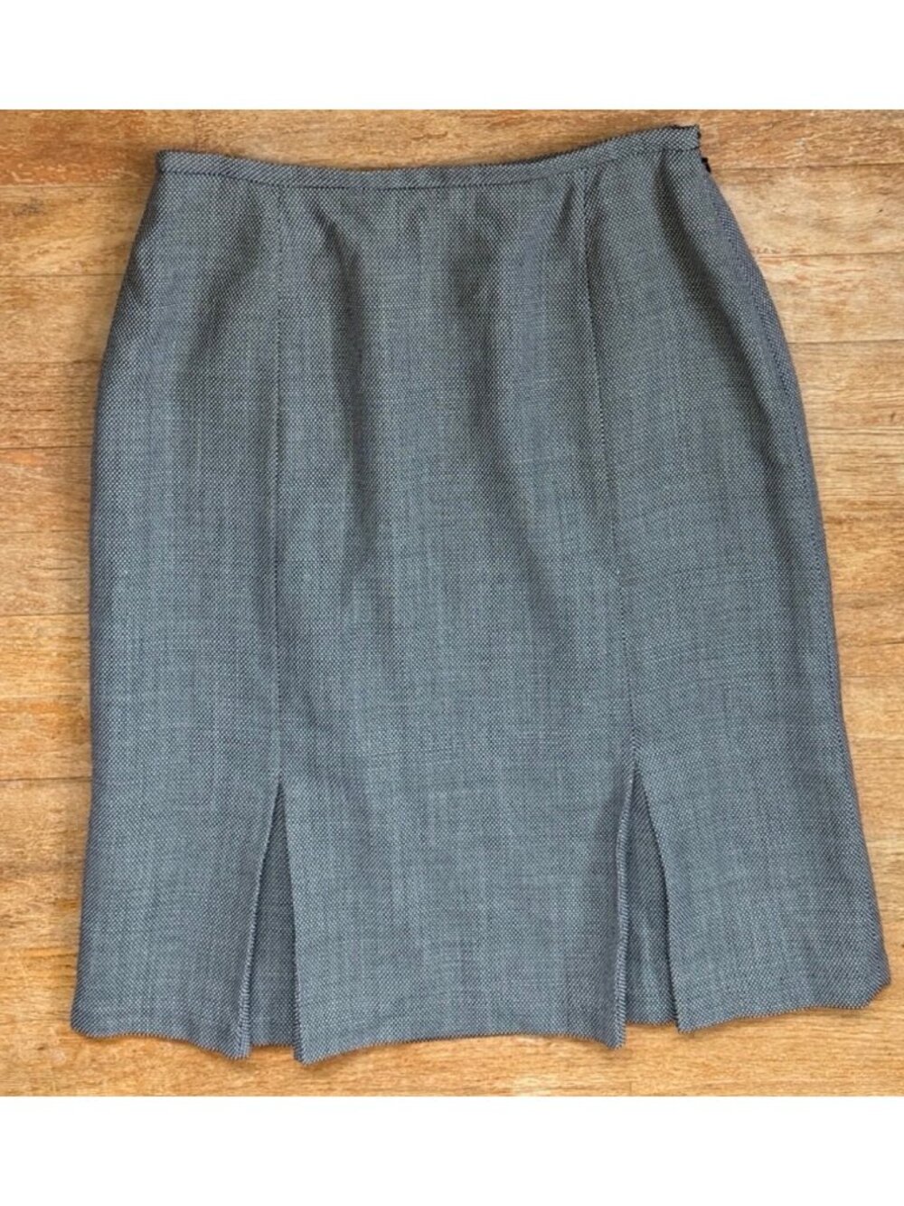 Vintage Woven Wool Pleated Skirt Size Small 6 27" Waist Black/Gray Y2K Kate Hill